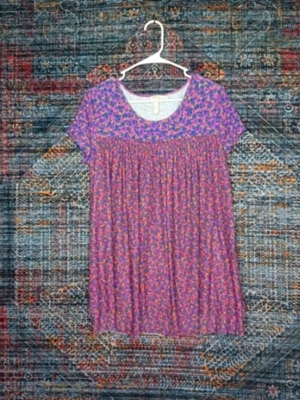 Matilda Jane womens colorful plum Walking on a Cloud floral top M NWOT